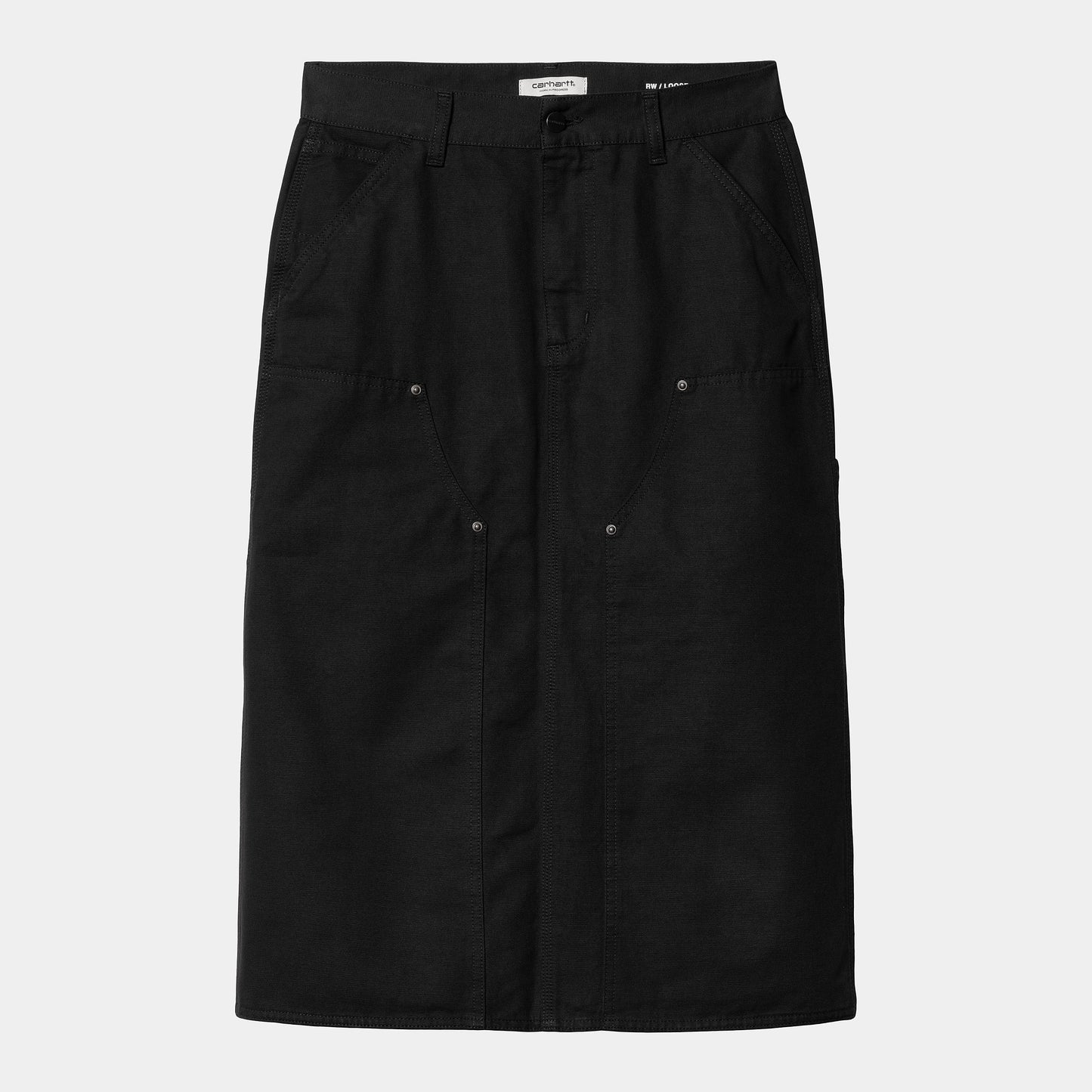 Carhartt Wip W' Double Knee Skirt FW24 in Schwarz/rinsed
