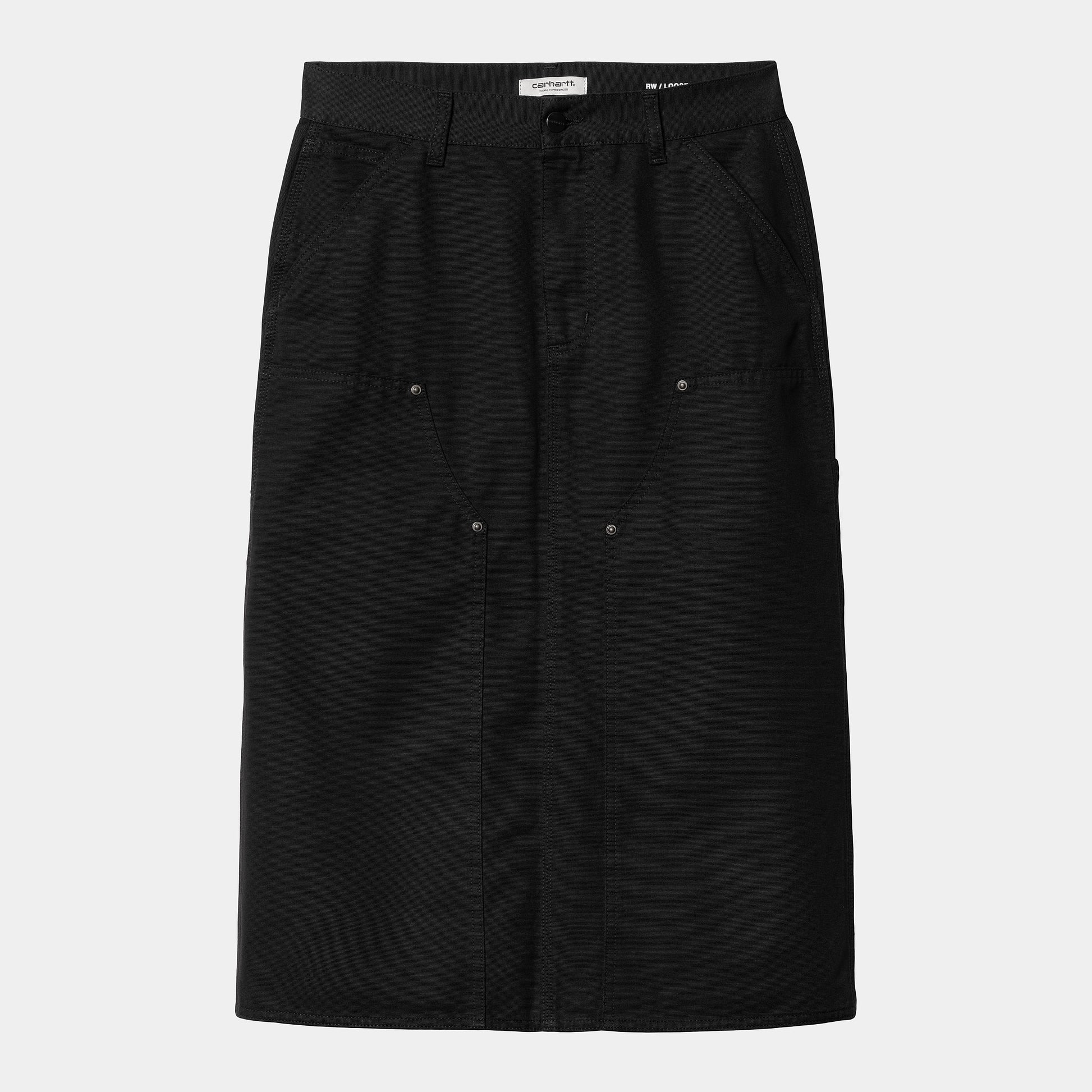 Carhartt Wip W' Double Knee Skirt FW24 in Schwarz/rinsed