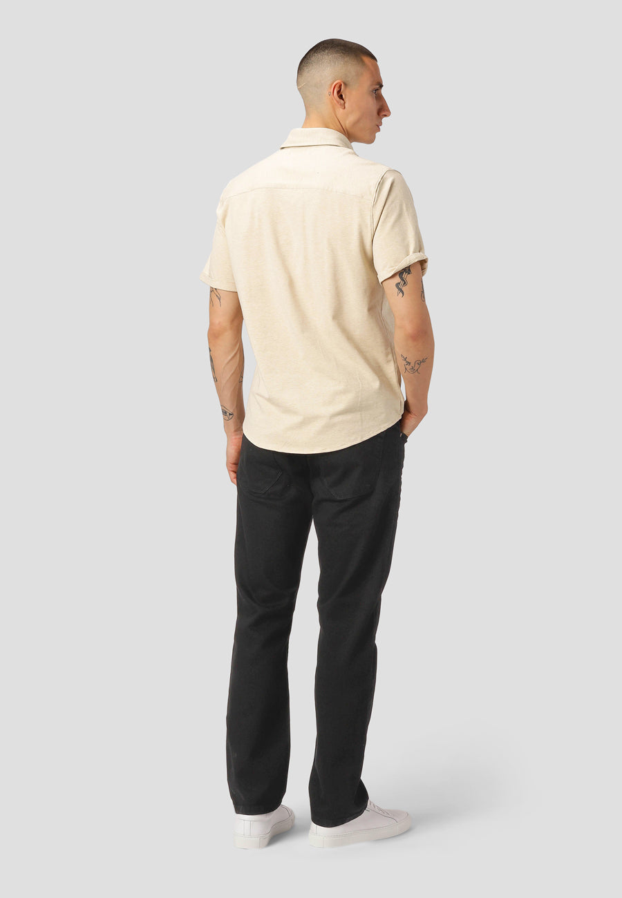 Das Hudson Stretch kurzarm Hemd von Clean Cut Copenhagen in Farbe Sand Melange