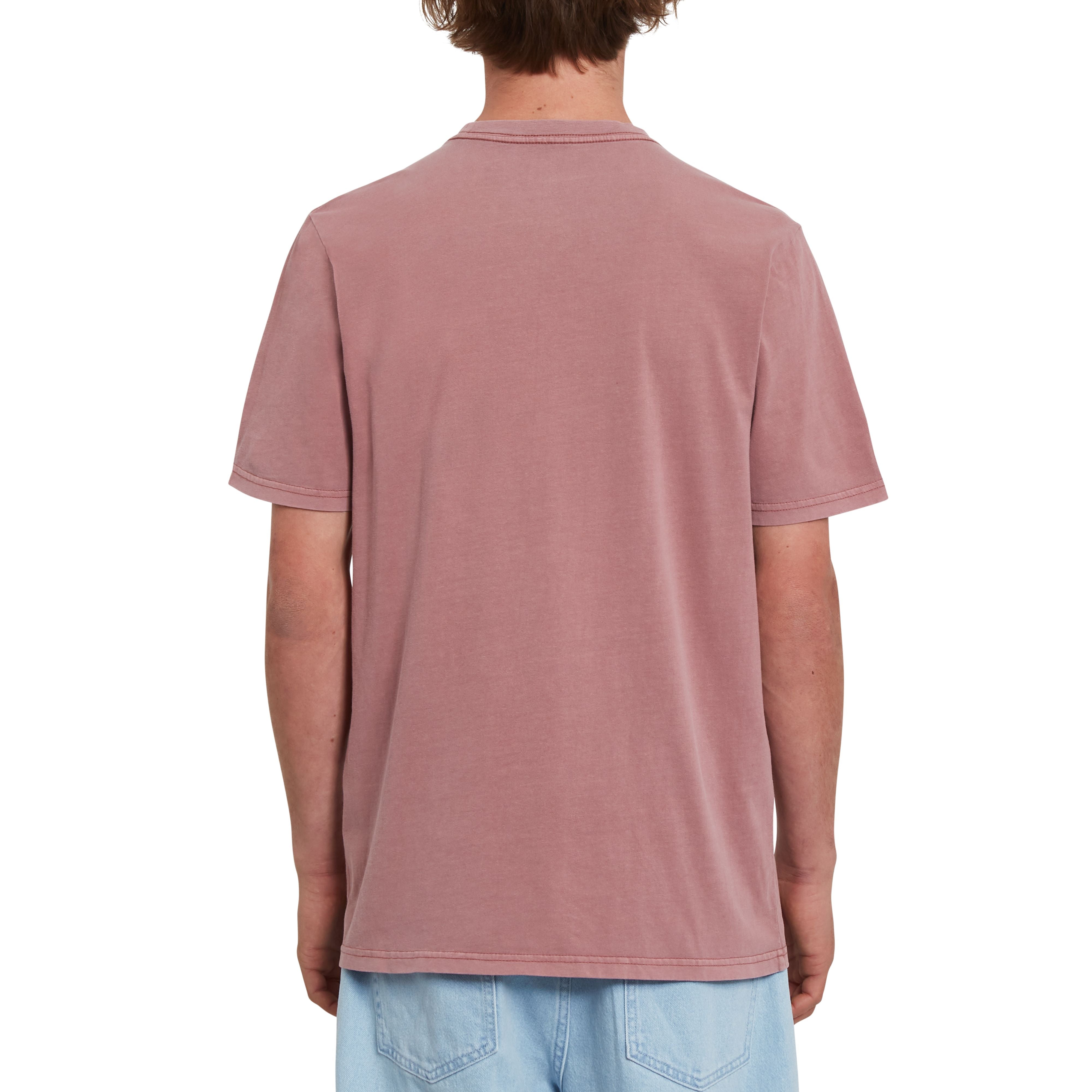 Volcom T-Shirt Solid Stone mit kleiner Volcom Stickerei im Brustbereich in Rose Brown.