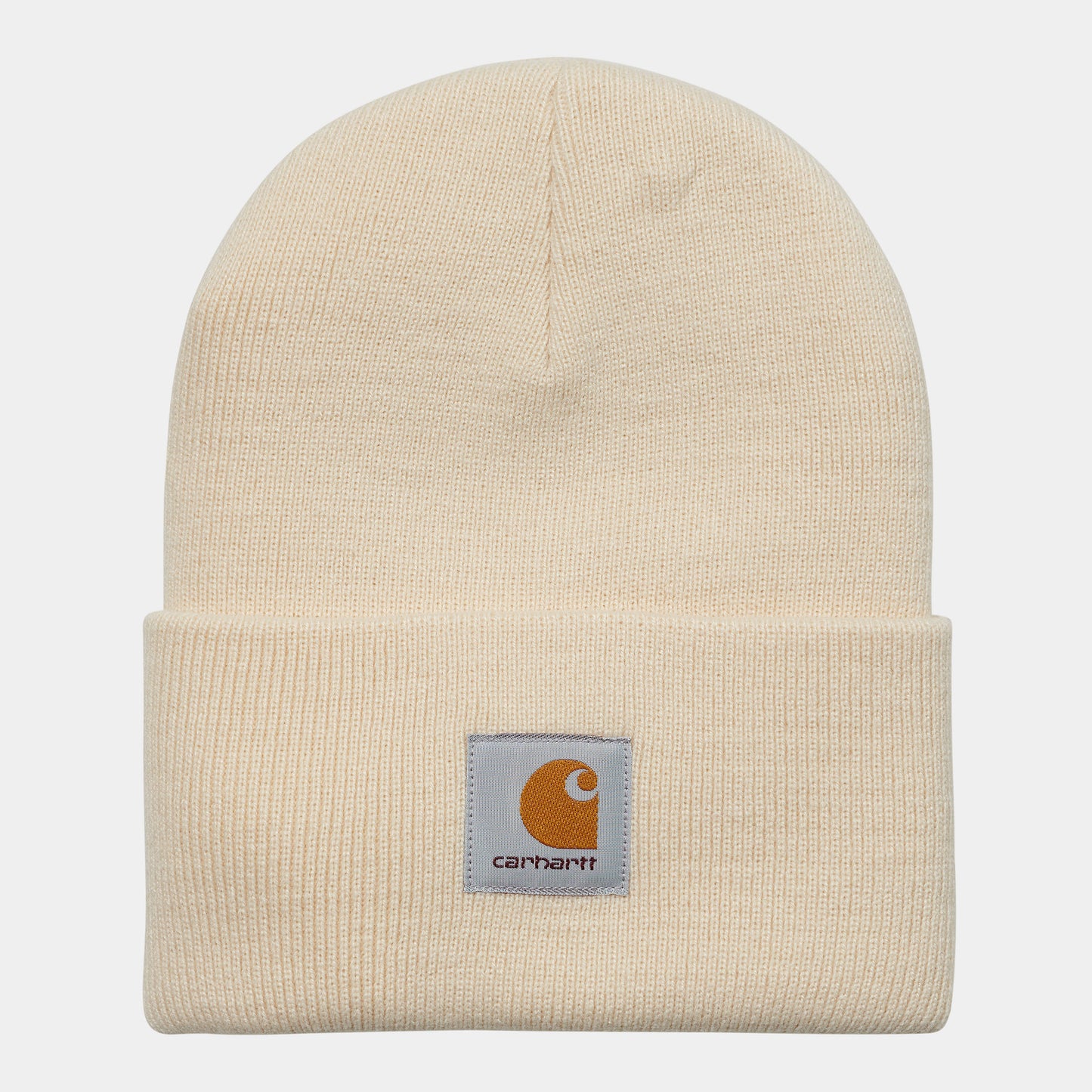 Carhartt Acrylic Watch Hat mit Carhartt Logo vorne drauf in Beige hell.