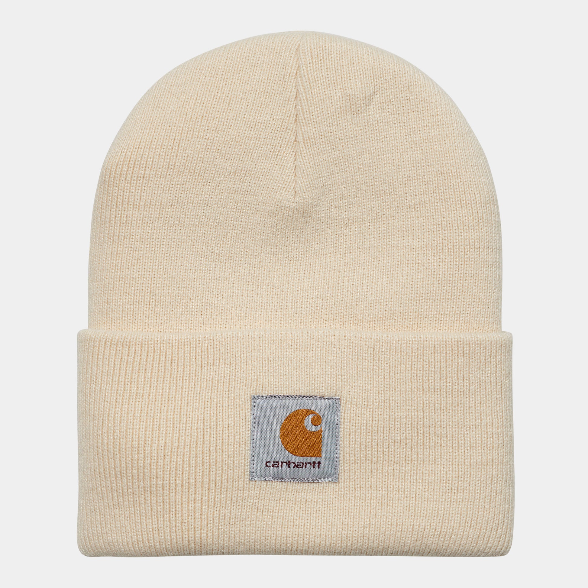 Carhartt Acrylic Watch Hat mit Carhartt Logo vorne drauf in Beige hell.