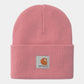 Carhartt Acrylic Watch Hat mit Carhartt Logo vorne drauf in Pink.