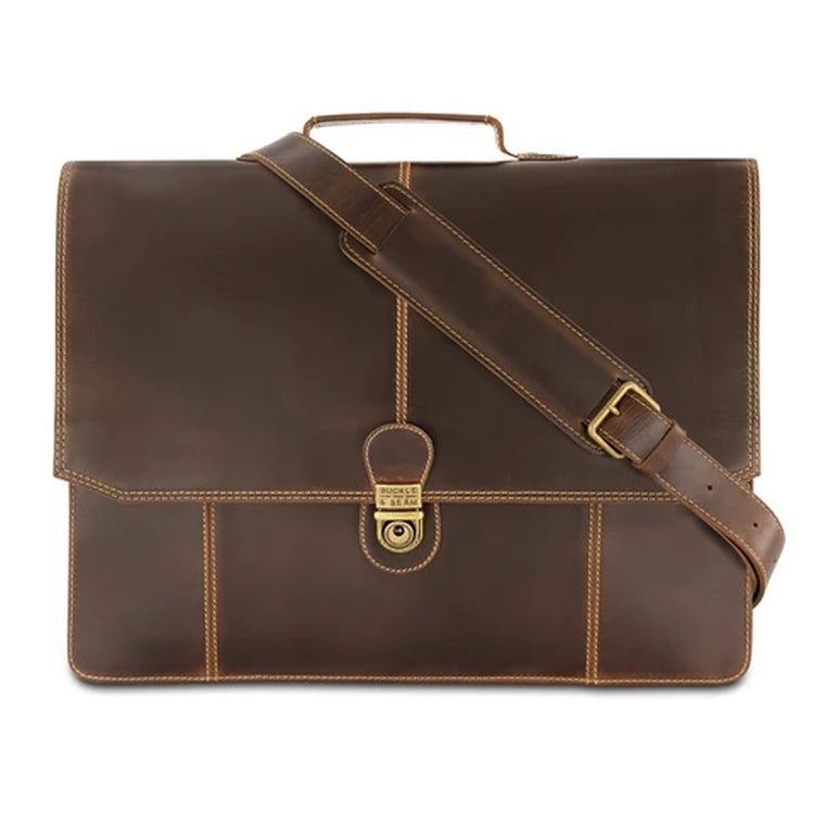 Buckle & Seam Business Aktentasche Sierra in Braun/Stripes