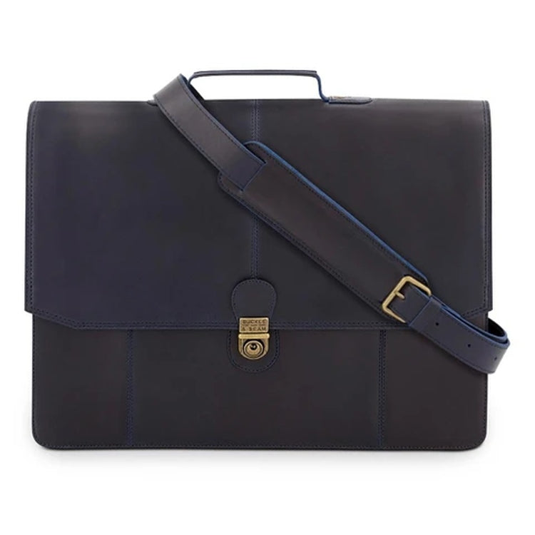 Buckle & Seam Business Aktentasche Sierra in Schwarzblau/Stripes