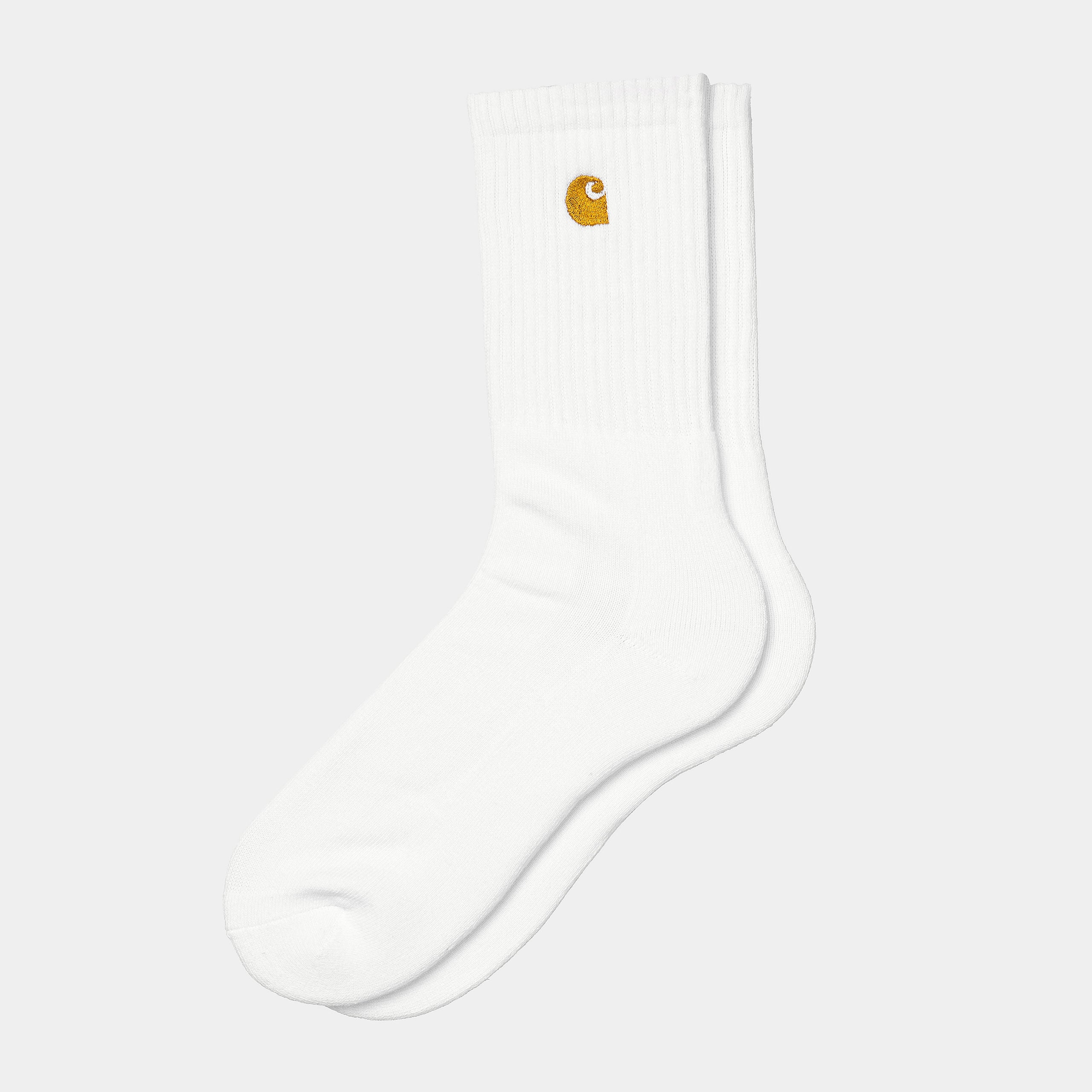 Weiße Socken von Carhartt WIP mit Kleiner Carhartt Welle gestickt.