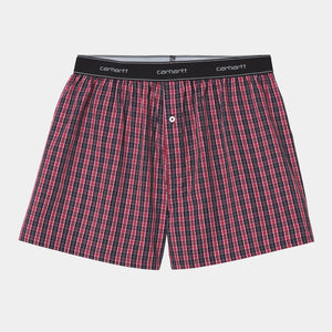 Carhartt WIP   Cotton Script Boxers James Check, Etna Red