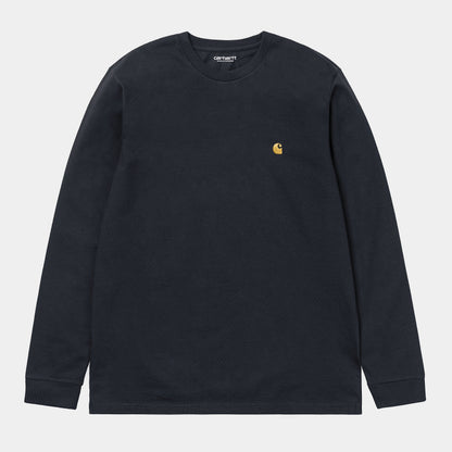Carhartt WIP L/S Chase T-Shirt in Dark Navy/Gold